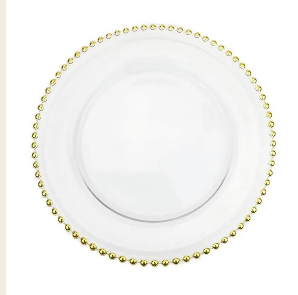 13” Beaded Glass Charger