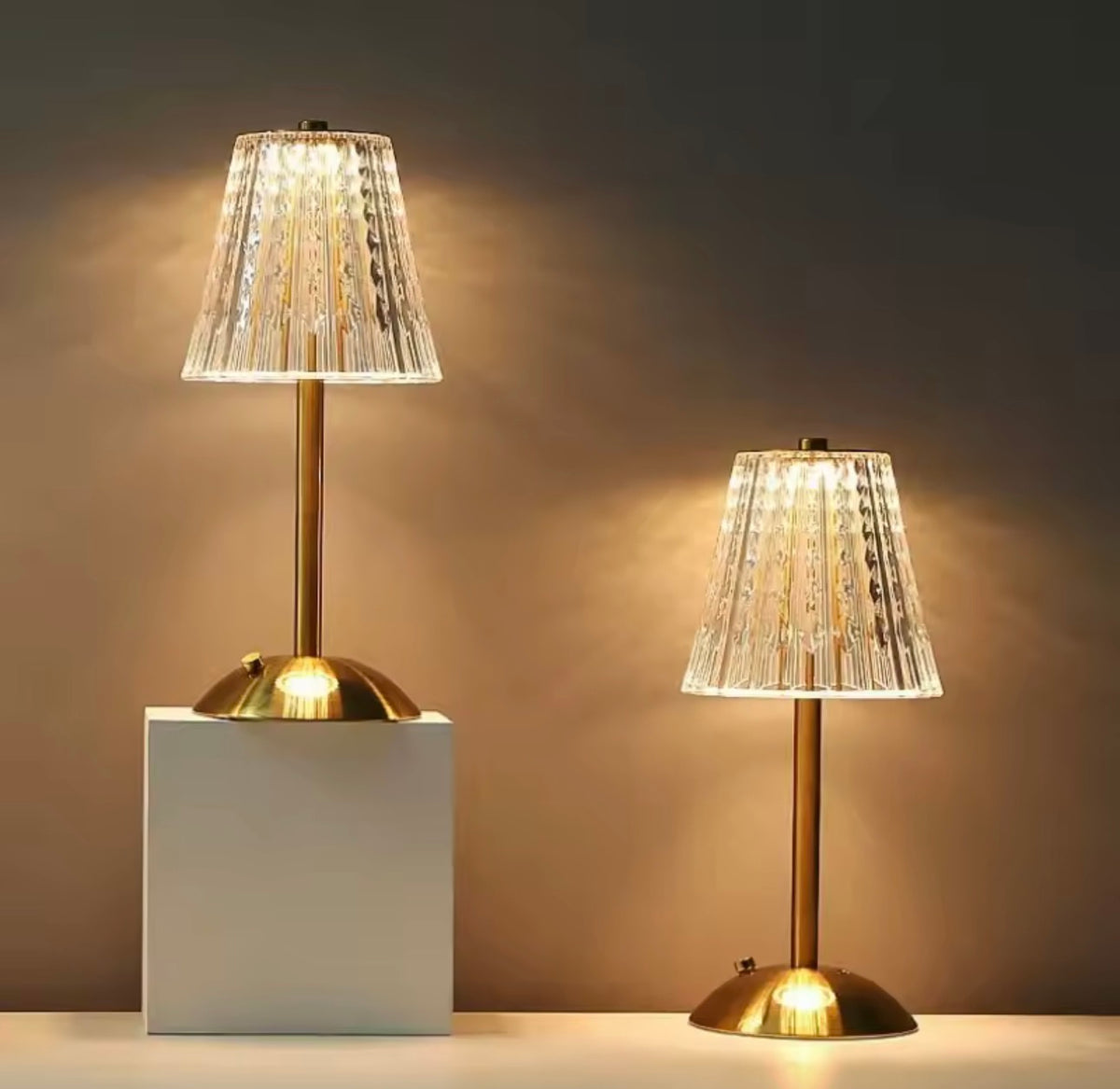 LED Gold Base Clear Table Lamp